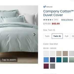 Company Store Twin XL cotton percale duvet cover